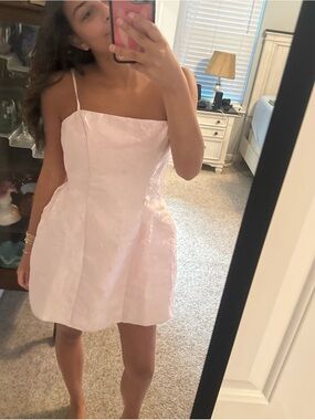 Lena Pale Pink Mini Dress with Spaghetti Straps